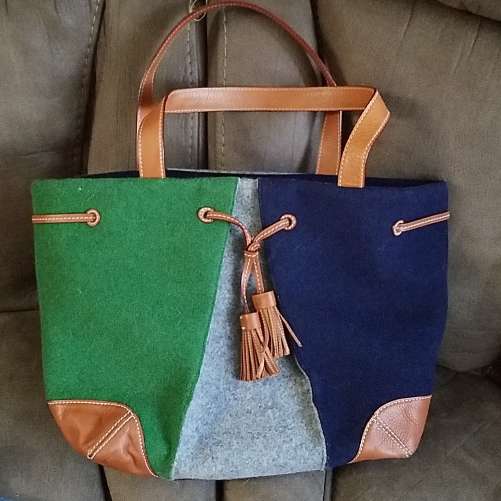 Kate Spade Felt Green and Blue Tote Bag